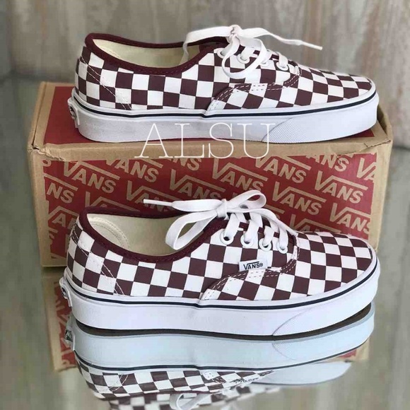 VANS Authentic Checkerboard Maroon White Kid’s - Picture 6 of 8